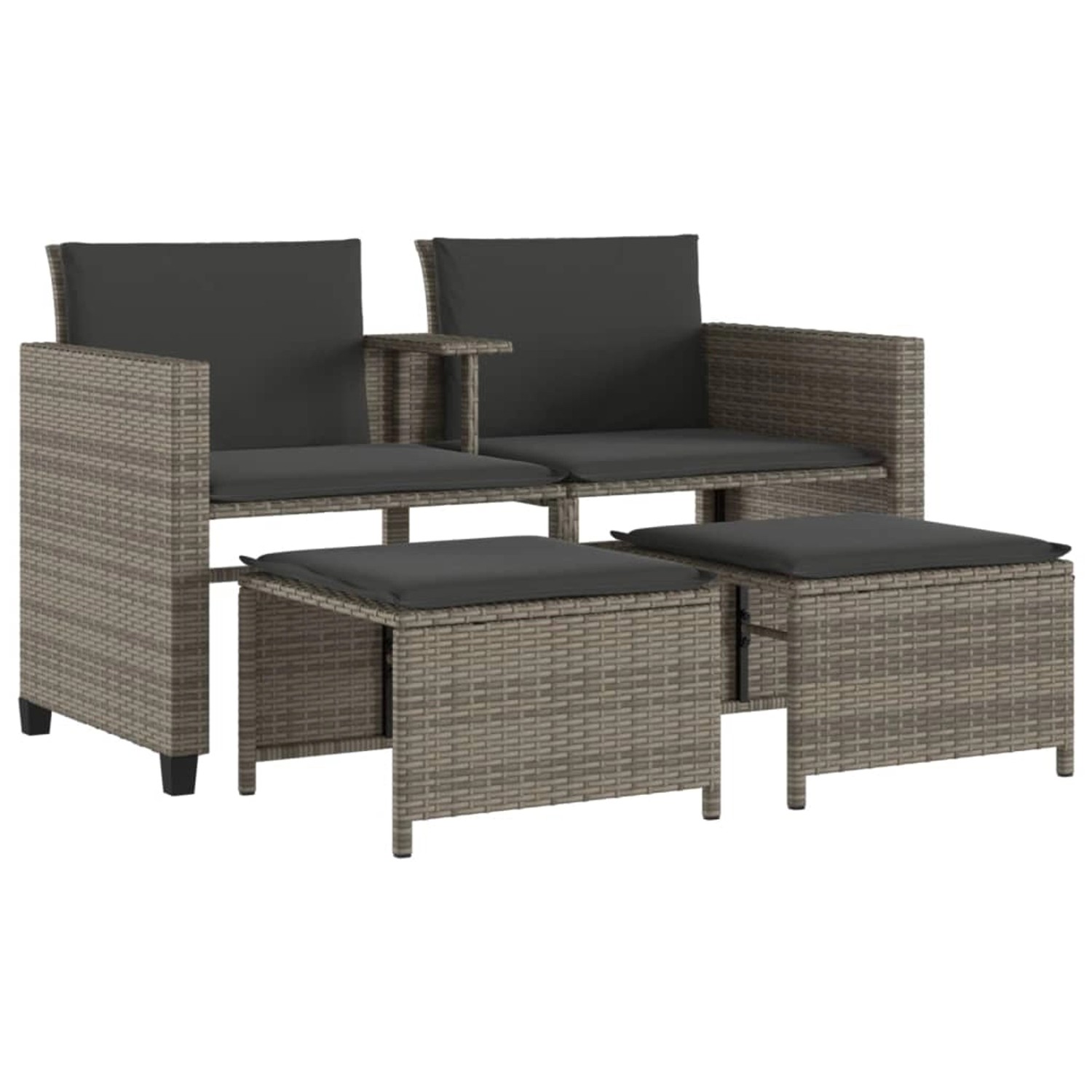 vidaXL Gartensofa 2-Sitzer mit Tisch und Hockern Grau Poly Rattan 368418 vidaXL Gartensofa 2-Sitzer mit Tisch und Hockern Grau Poly Rattan 368418 von VIDAXL