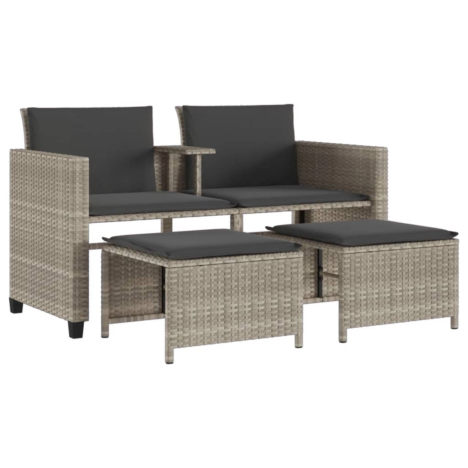 vidaXL Gartensofa 2-Sitzer mit Tisch und Hockern Hellgrau Poly Rattan 368421 vidaXL Gartensofa 2-Sitzer mit Tisch und Hockern Hellgrau Poly Rattan 368421 von VIDAXL