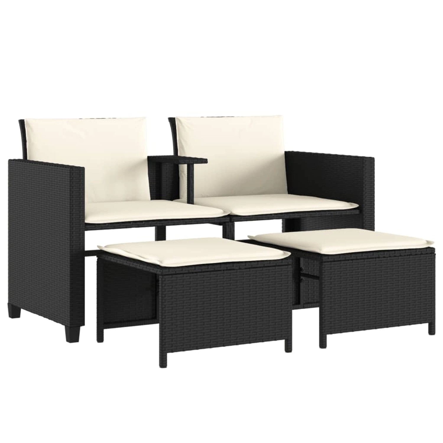vidaXL Gartensofa 2-Sitzer mit Tisch und Hockern Schwarz Poly Rattan 368416 vidaXL Gartensofa 2-Sitzer mit Tisch und Hockern Schwarz Poly Rattan 368416 von VIDAXL