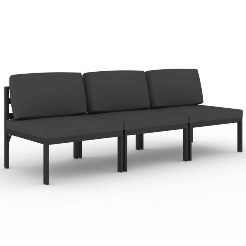 vidaXL Gartensofa 3-Sitzer mit Kissen Aluminium Anthrazit von VIDAXL