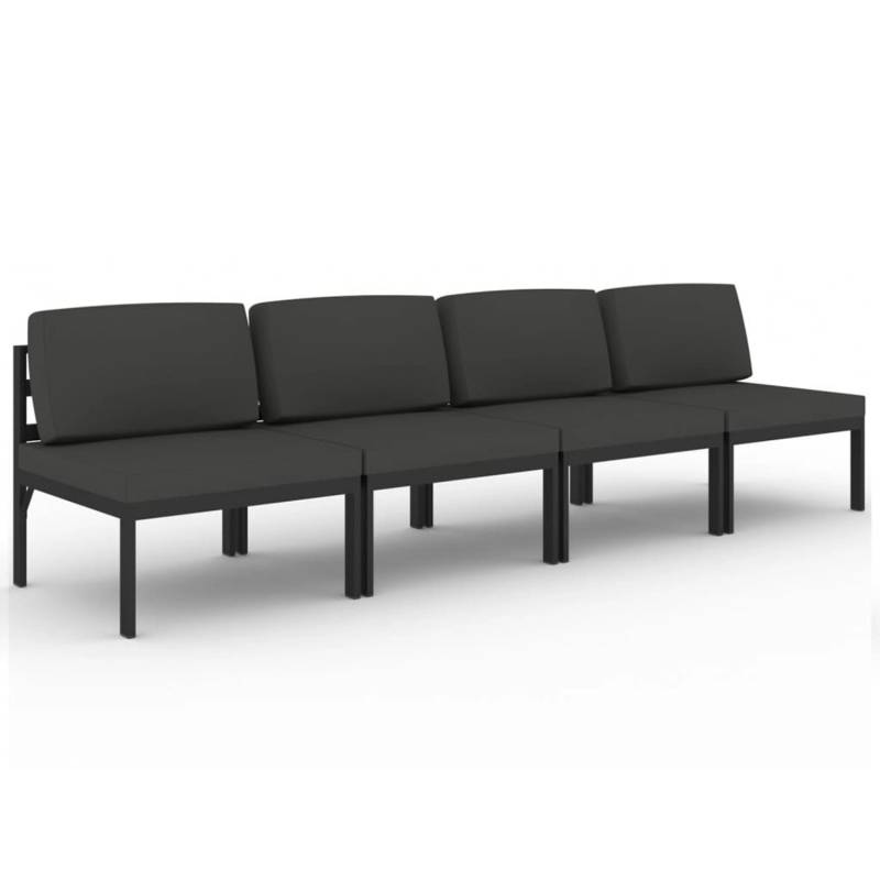 vidaXL Gartensofa 4-Sitzer mit Kissen Aluminium Anthrazit von VIDAXL