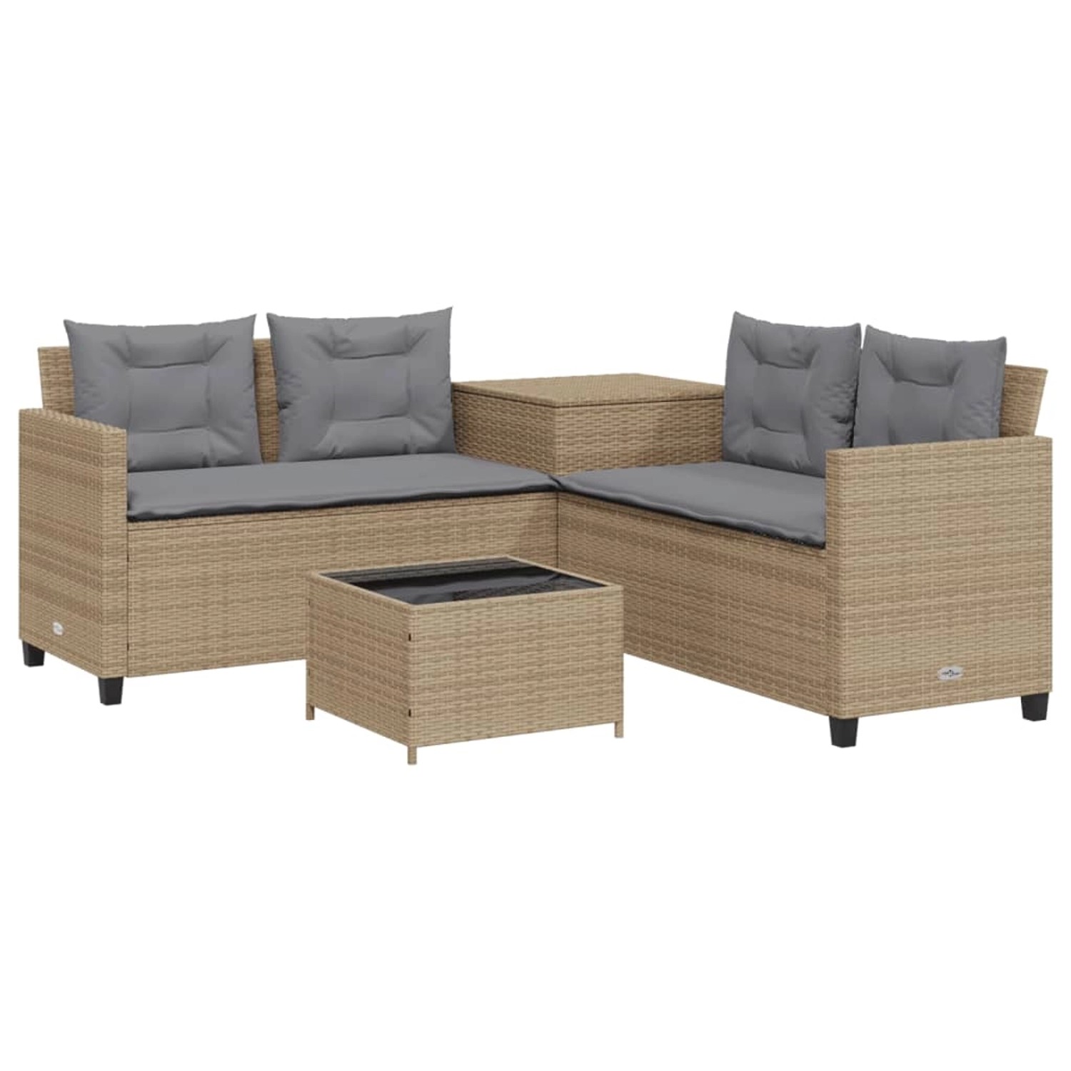 vidaXL Gartensofa in L-Form mit Tisch und Kissen Beige Poly Rattan Modell 1 vidaXL Gartensofa in L-Form mit Tisch und Kissen Beige Poly Rattan Modell 1 von VIDAXL
