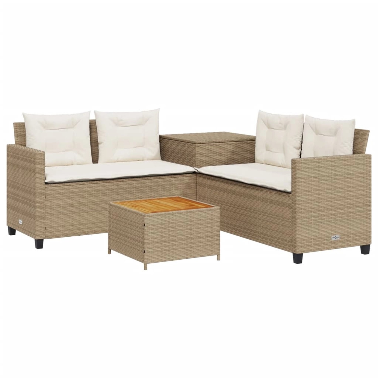 vidaXL Gartensofa in L-Form mit Tisch und Kissen Beige Poly Rattan Modell 2 vidaXL Gartensofa in L-Form mit Tisch und Kissen Beige Poly Rattan Modell 2 von VIDAXL