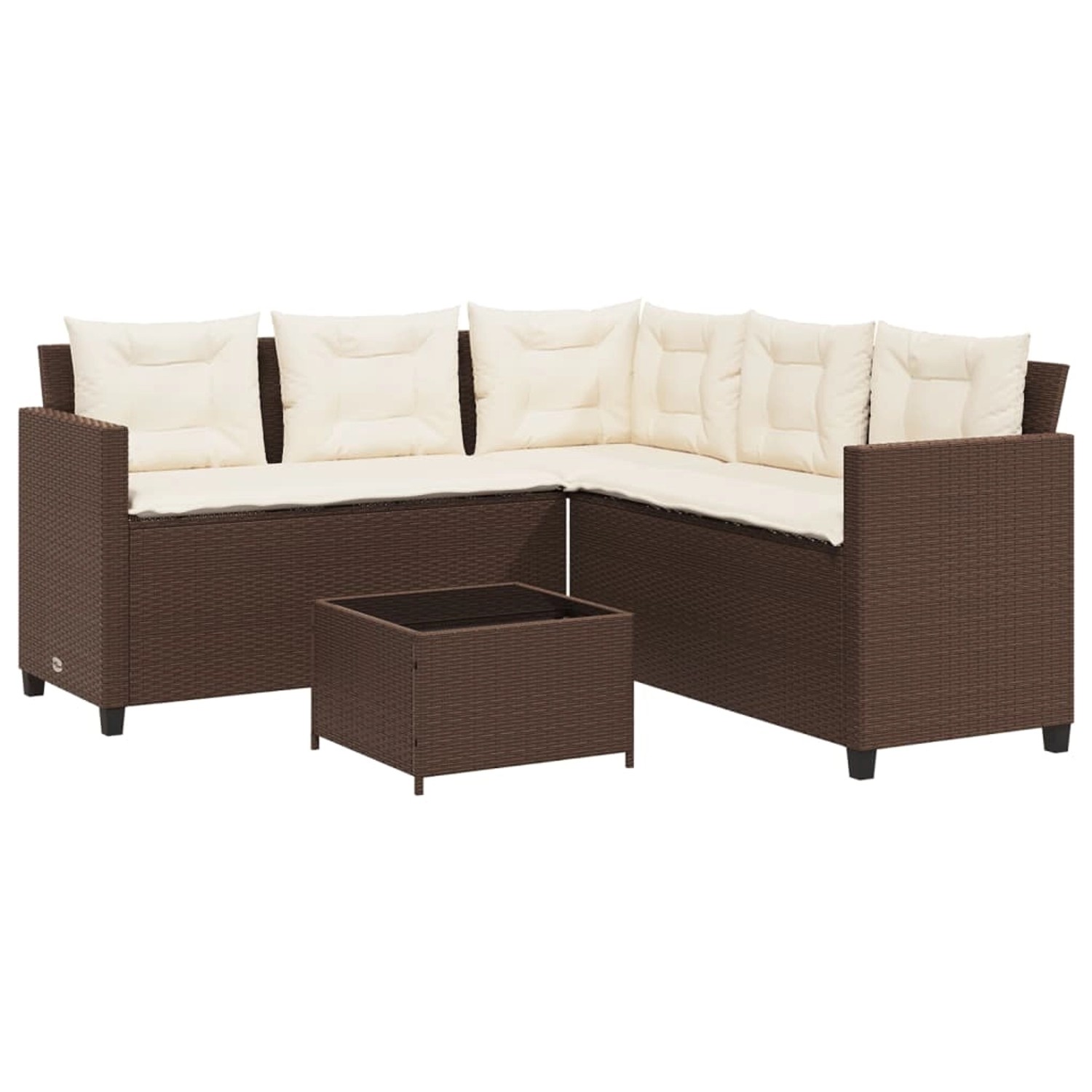 vidaXL Gartensofa in L-Form mit Tisch und Kissen Braun Poly Rattan 369040 vidaXL Gartensofa in L-Form mit Tisch und Kissen Braun Poly Rattan 369040 von VIDAXL