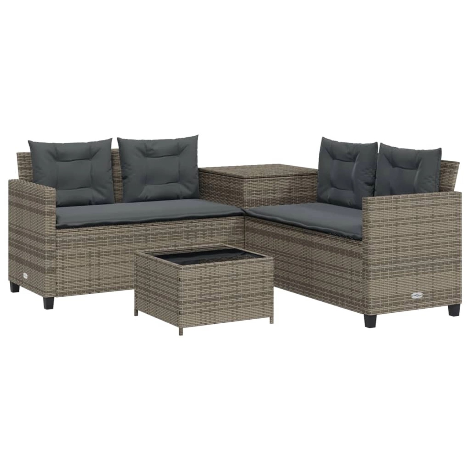 vidaXL Gartensofa in L-Form mit Tisch und Kissen Grau Poly Rattan vidaXL Gartensofa in L-Form mit Tisch und Kissen Grau Poly Rattan von VIDAXL