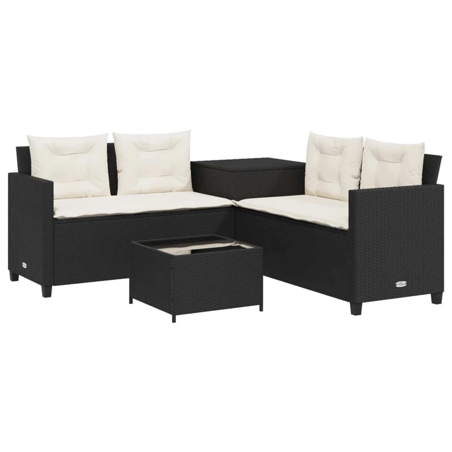vidaXL Gartensofa in L-Form mit Tisch und Kissen Schwarz Poly Rattan 369027 vidaXL Gartensofa in L-Form mit Tisch und Kissen Schwarz Poly Rattan 369027 von VIDAXL