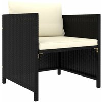 Gartensofa，Lounge-Sofa mit Kissen Schwarz Poly Rattan vidaXL von BONNEVIE