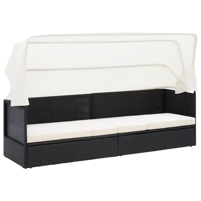 VidaXL Gartensofa mit Sonnendach Schwarz Poly Rattan von VIDAXL