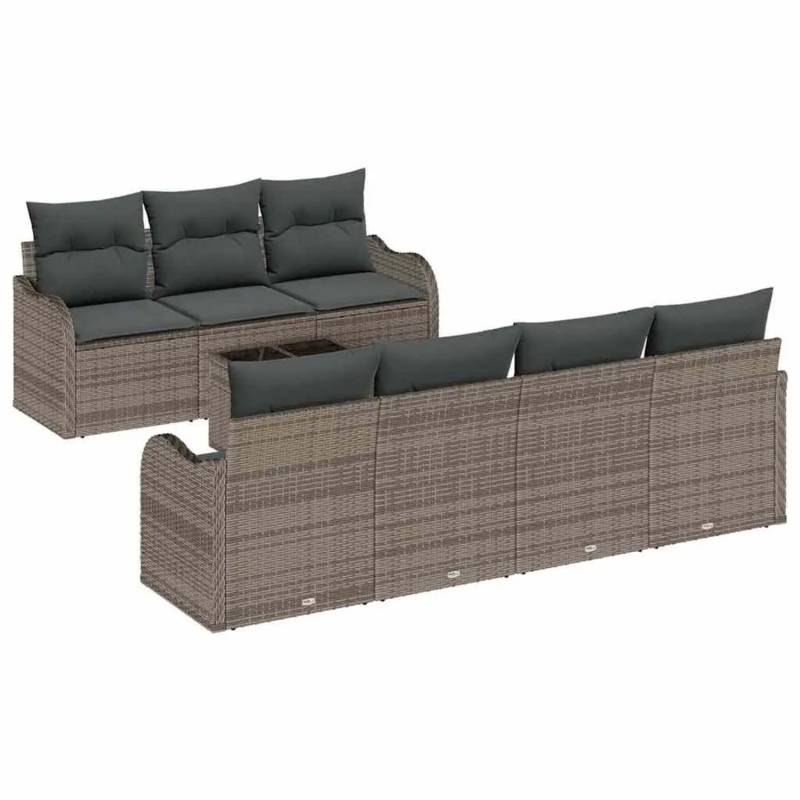 vidaXL Gartensofa-set 8-Tlg Grau Poly-Rattan und Stahl und Glas 3354278 vidaXL Gartensofa-set 8-Tlg Grau Poly-Rattan und Stahl und Glas 3354278 von VIDAXL
