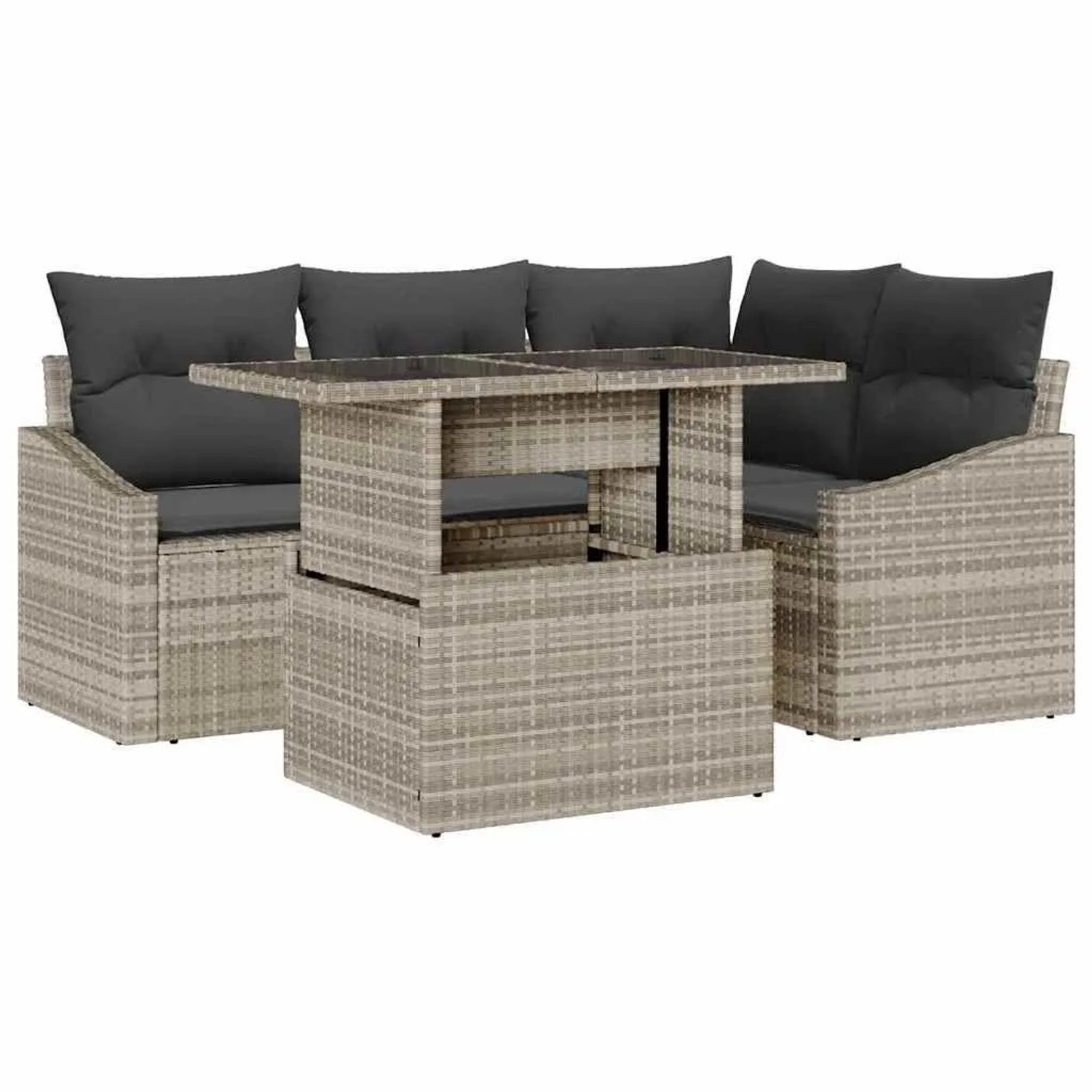 vidaXL Gartensofa-set mit Kissen 5-Tlg Hellgrau Poly-Rattan 3348998 vidaXL Gartensofa-set mit Kissen 5-Tlg Hellgrau Poly-Rattan 3348998 von VIDAXL