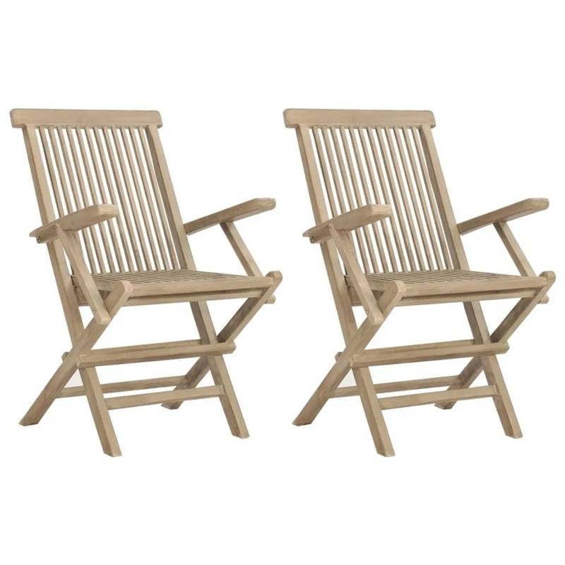 vidaXL Gartenstühle 2 Stk Klappbar Grau 56x61x89 cm Massivholz Teak 362764 vidaXL Gartenstühle 2 Stk Klappbar Grau 56x61x89 cm Massivholz Teak 362764 von VIDAXL