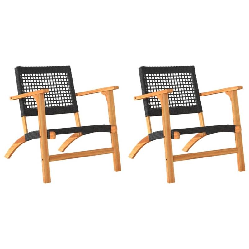 vidaXL Gartenstühle 2 Stk. Schwarz Poly Rattan und Akazienholz von VIDAXL