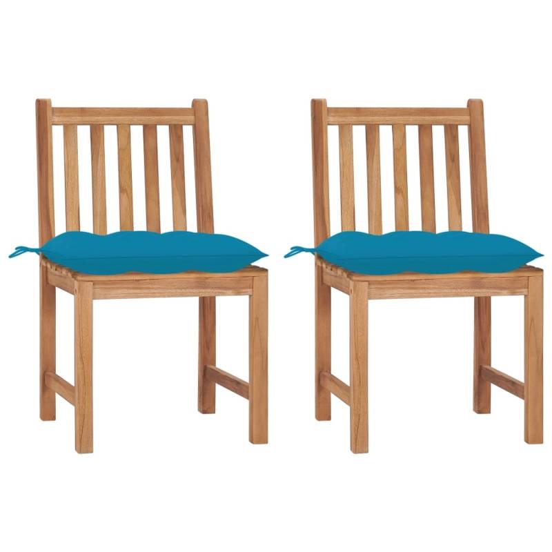 vidaXL Gartenstühle 2 Stk. mit Kissen Hellblau Massivholz Teak von VIDAXL