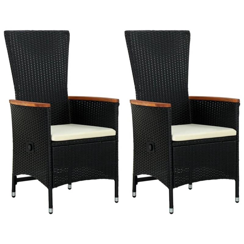 vidaXL Gartenstühle 2 Stk. mit Polstern Poly Rattan Schwarz von VIDAXL