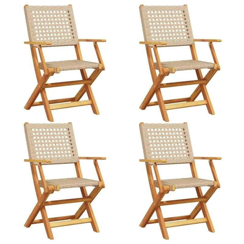 vidaXL Gartenstühle 4 Stk Klappbar Beige Poly Rattan & Massivholz 3214562 vidaXL Gartenstühle 4 Stk Klappbar Beige Poly Rattan & Massivholz 3214562 von VIDAXL