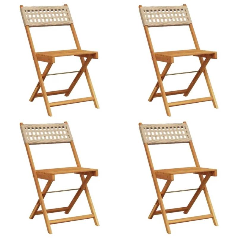 vidaXL Gartenstühle 4 Stk Klappbar Beige Poly Rattan & Massivholz 3214598 vidaXL Gartenstühle 4 Stk Klappbar Beige Poly Rattan & Massivholz 3214598 von VIDAXL