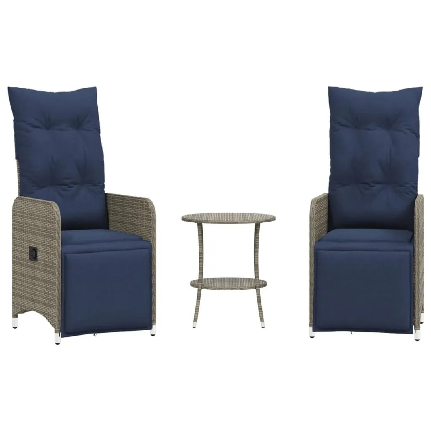 vidaXL Gartenstühle Verstellbar 2 Stk mit Tisch Grau Poly Rattan 365709 vidaXL Gartenstühle Verstellbar 2 Stk mit Tisch Grau Poly Rattan 365709 von VIDAXL