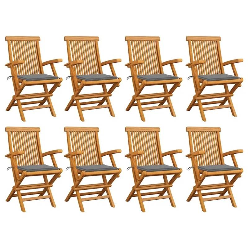 vidaXL Gartenstühle mit Grauen Kissen 8 Stk Massivholz Teak 3072890 vidaXL Gartenstühle mit Grauen Kissen 8 Stk Massivholz Teak 3072890 von VIDAXL