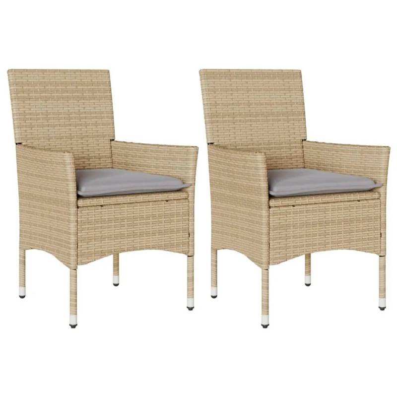 vidaXL Gartenstühle mit Kissen 2 Stk Beige Poly Rattan 368112 vidaXL Gartenstühle mit Kissen 2 Stk Beige Poly Rattan 368112 von VIDAXL