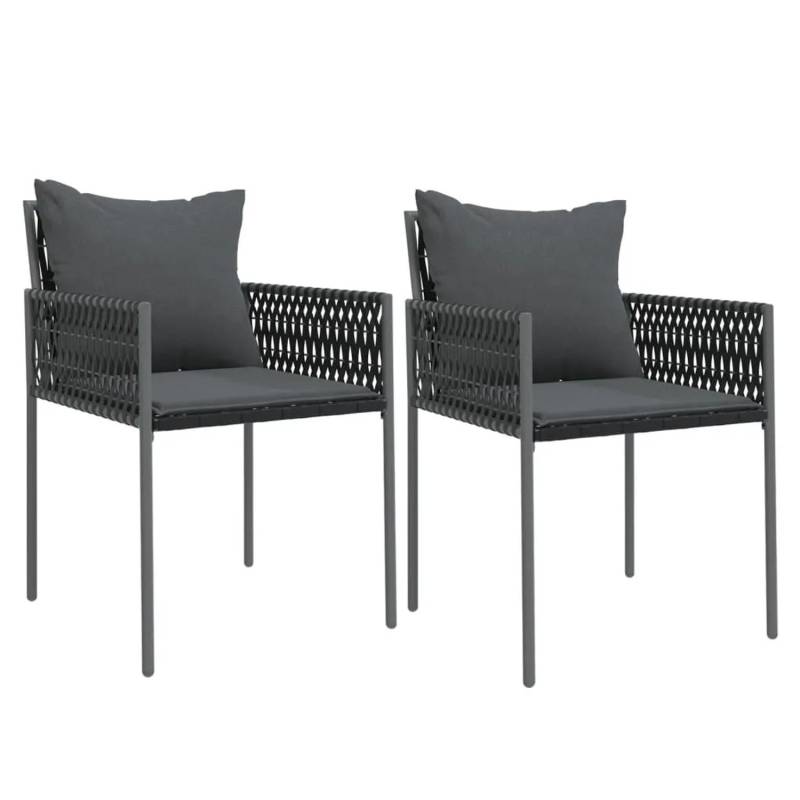 vidaXL Gartenstühle mit Kissen 2 Stk Schwarz 54x61x83 cm Poly Rattan 364101 vidaXL Gartenstühle mit Kissen 2 Stk Schwarz 54x61x83 cm Poly Rattan 364101 von VIDAXL
