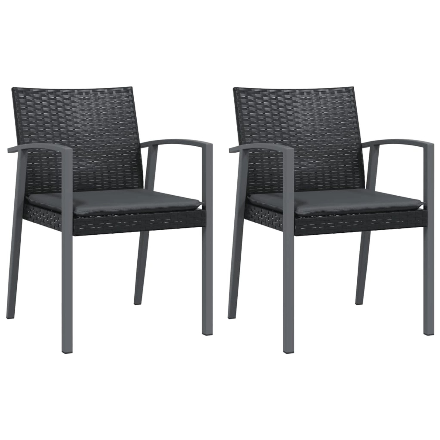 vidaXL Gartenstühle mit Kissen 2 Stk. Schwarz 56,5x57x83cm Poly Rattan vidaXL Gartenstühle mit Kissen 2 Stk. Schwarz 56,5x57x83cm Poly Rattan von VIDAXL