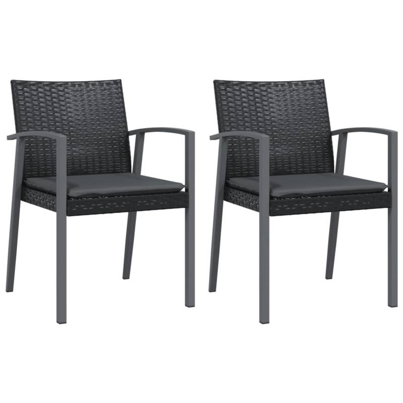 vidaXL Gartenstühle mit Kissen 2 Stk. Schwarz 56,5x57x83cm Poly Rattan von VIDAXL