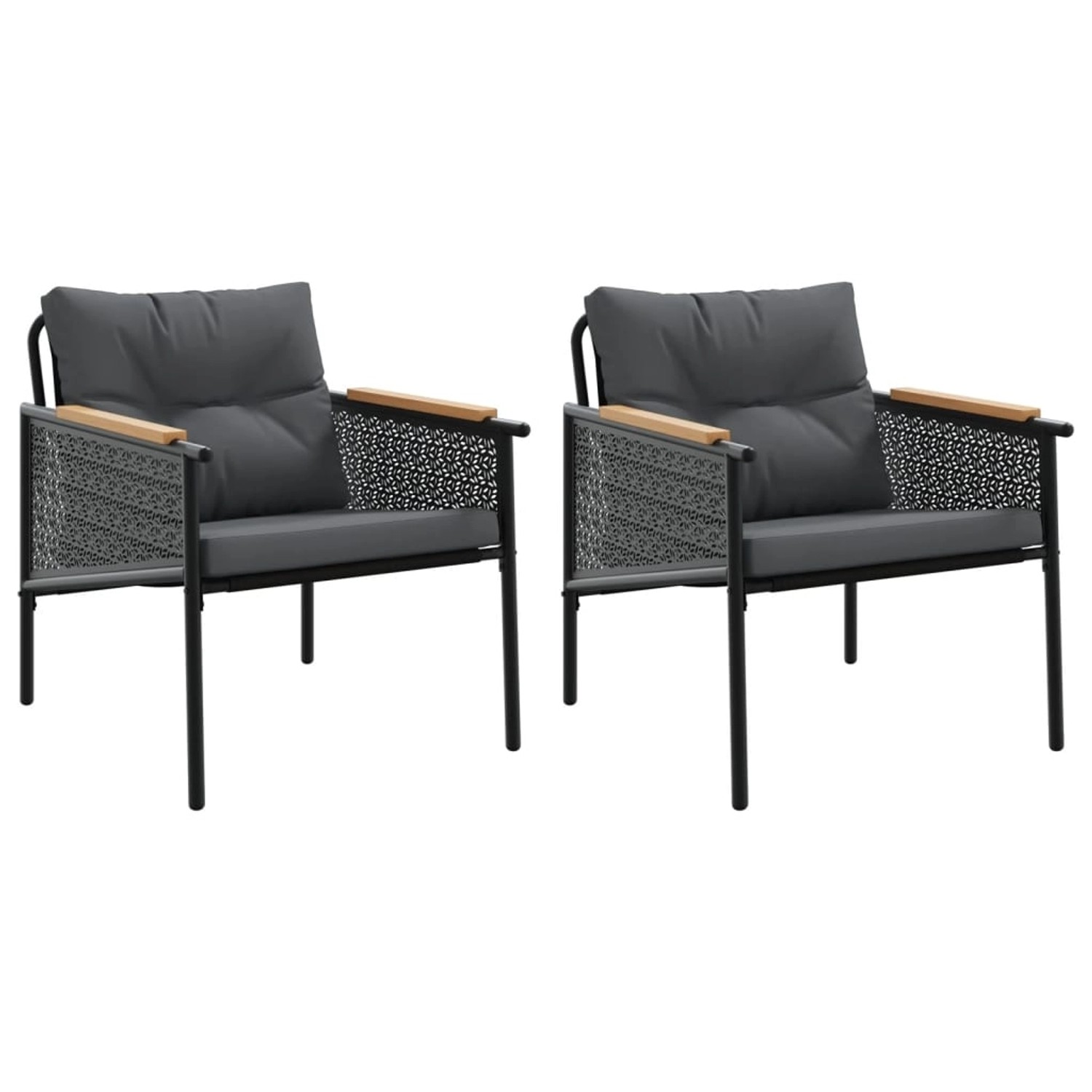 vidaXL Gartenstühle mit Kissen 2 Stk. Schwarz Stahl vidaXL Gartenstühle mit Kissen 2 Stk. Schwarz Stahl von VIDAXL
