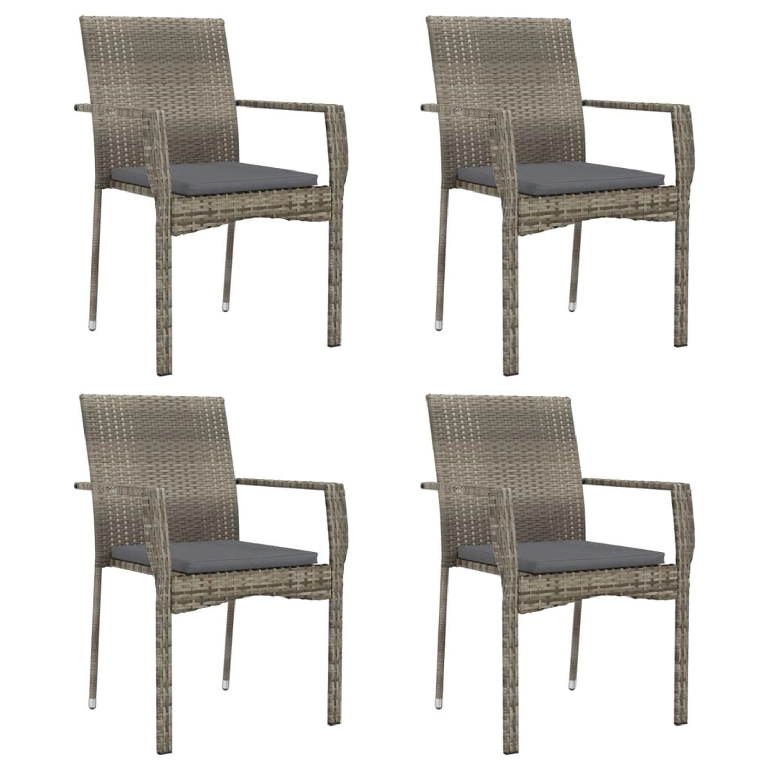 vidaXL Gartenstühle mit Kissen 4 Stk. 59 x 53,5 x 88 cm Poly Rattan Grau vidaXL Gartenstühle mit Kissen 4 Stk. 59 x 53,5 x 88 cm Poly Rattan Grau von VIDAXL