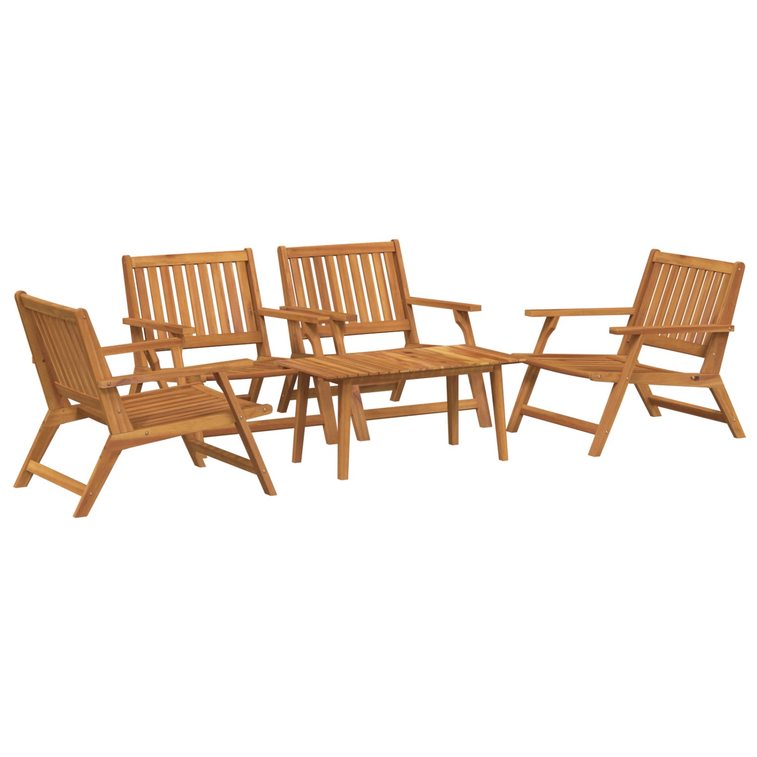 vidaXL Gartenstühle mit Tisch 5-Teilig aus Massivem Akazienholz 3214464 von VIDAXL