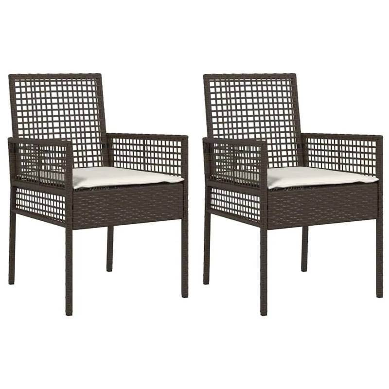 vidaXL Gartenstuhl 2 Stk Braun 53 x 60 x 85 cm Poly-Rattan 42003446 von VIDAXL