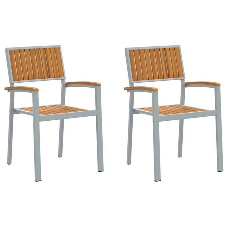 vidaXL Gartenstuhl 2 Stk Braun 56 x 57 x 87cm Massivholz Akazie 4010628 von VIDAXL