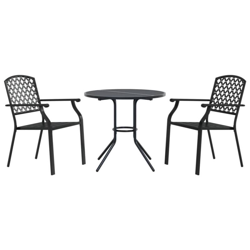vidaXL Gartenstuhl-Set 3-tlg Stapelbar Pulverbeschichteter Stahl von VIDAXL