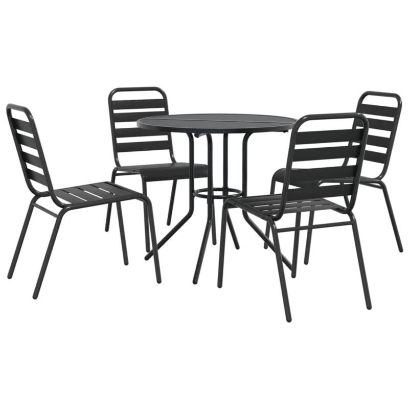 vidaXL Gartenstuhl-Set 5-tlg Stapelbar Pulverbeschichteter Stahl Modell 1 von VIDAXL