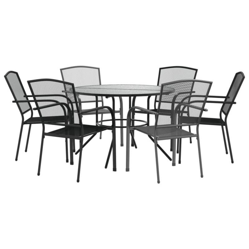 vidaXL Gartenstuhl-Set 7-tlg Stapelbar Pulverbeschichteter Stahl Modell 1 von VIDAXL