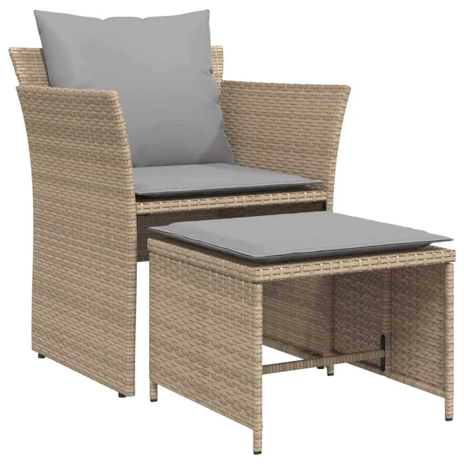vidaXL Gartenstuhl mit Fußhocker Beige Poly Rattan Modell 1 vidaXL Gartenstuhl mit Fußhocker Beige Poly Rattan Modell 1 von VIDAXL