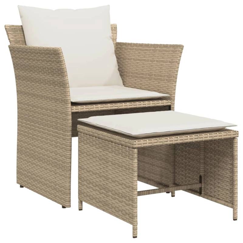 vidaXL Gartenstuhl mit Fußhocker Beige Poly Rattan von VIDAXL