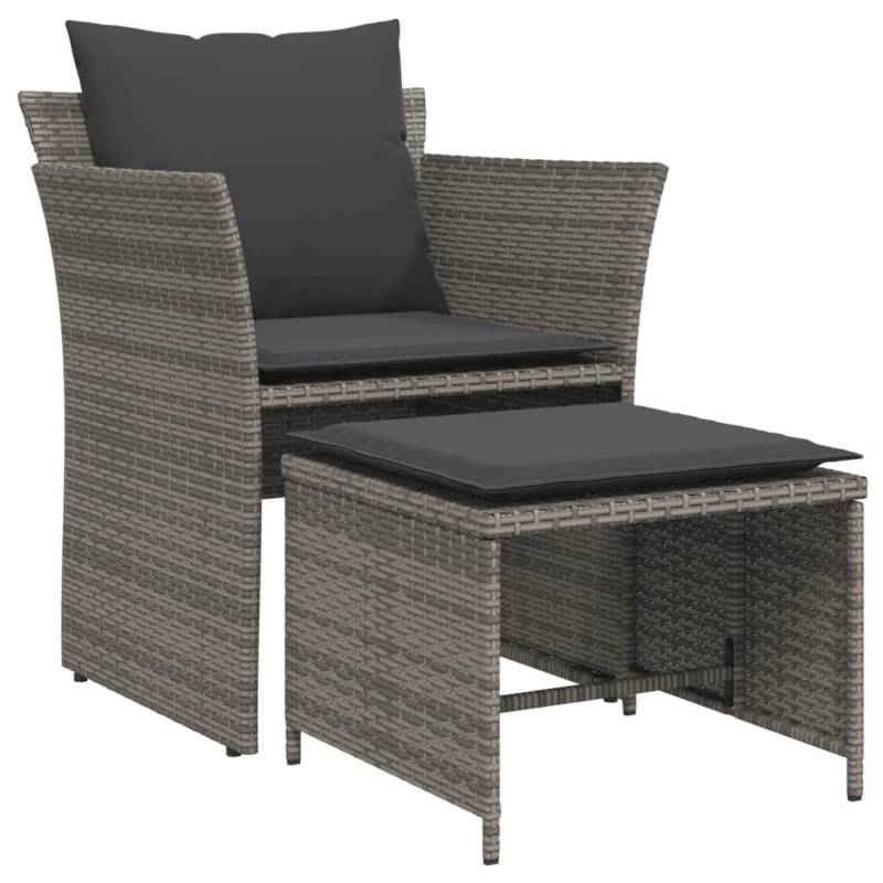 vidaXL Gartenstuhl mit Fußhocker Grau Poly Rattan 368618 von VIDAXL