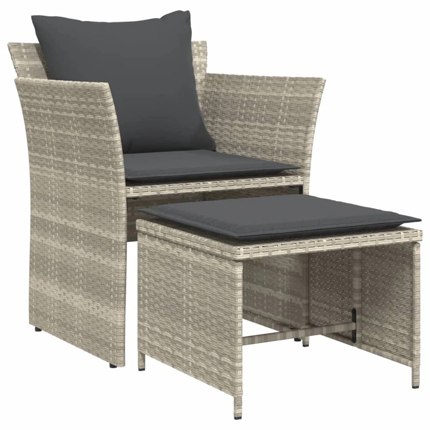 vidaXL Gartenstuhl mit Fußhocker Hellgrau Poly Rattan vidaXL Gartenstuhl mit Fußhocker Hellgrau Poly Rattan von VIDAXL