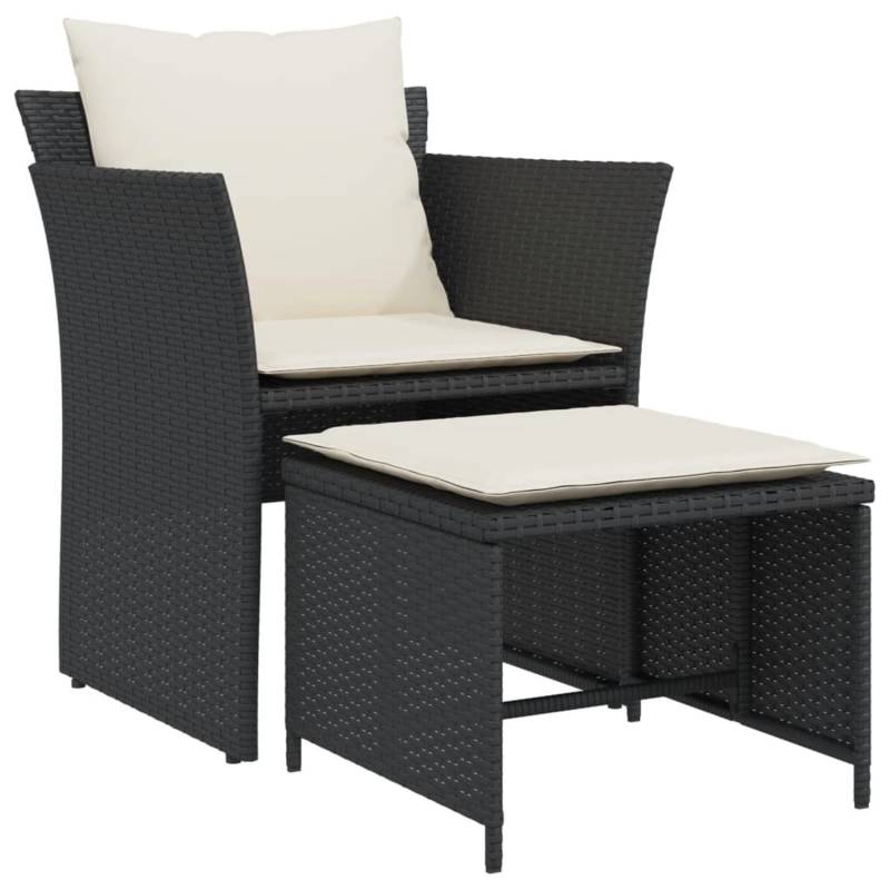 vidaXL Gartenstuhl mit Fußhocker Schwarz Poly Rattan von VIDAXL