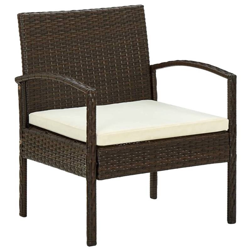 vidaXL Gartenstuhl mit Kissen Poly Rattan Braun von VIDAXL