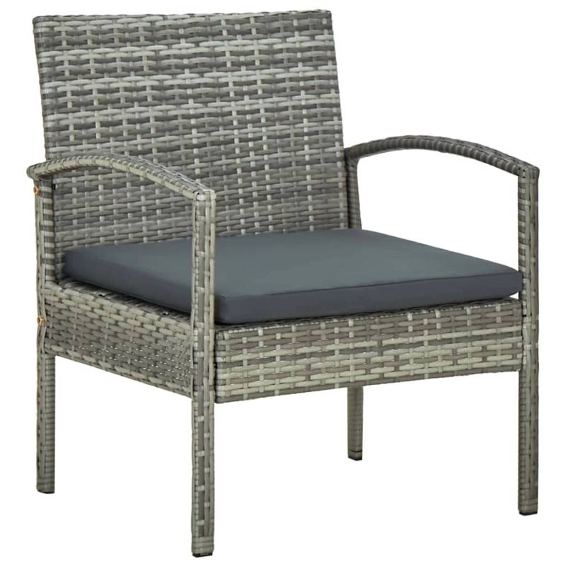 vidaXL Gartenstuhl mit Kissen Poly Rattan Grau 58 x 58 x 72 cm von VIDAXL