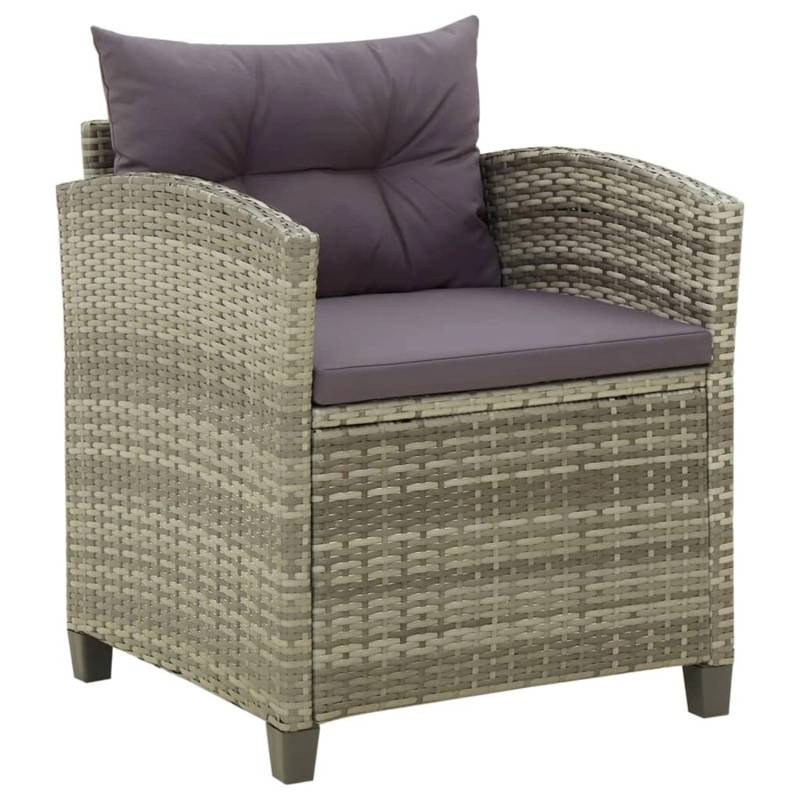 vidaXL Gartenstuhl mit Kissen Poly Rattan Grau von VIDAXL