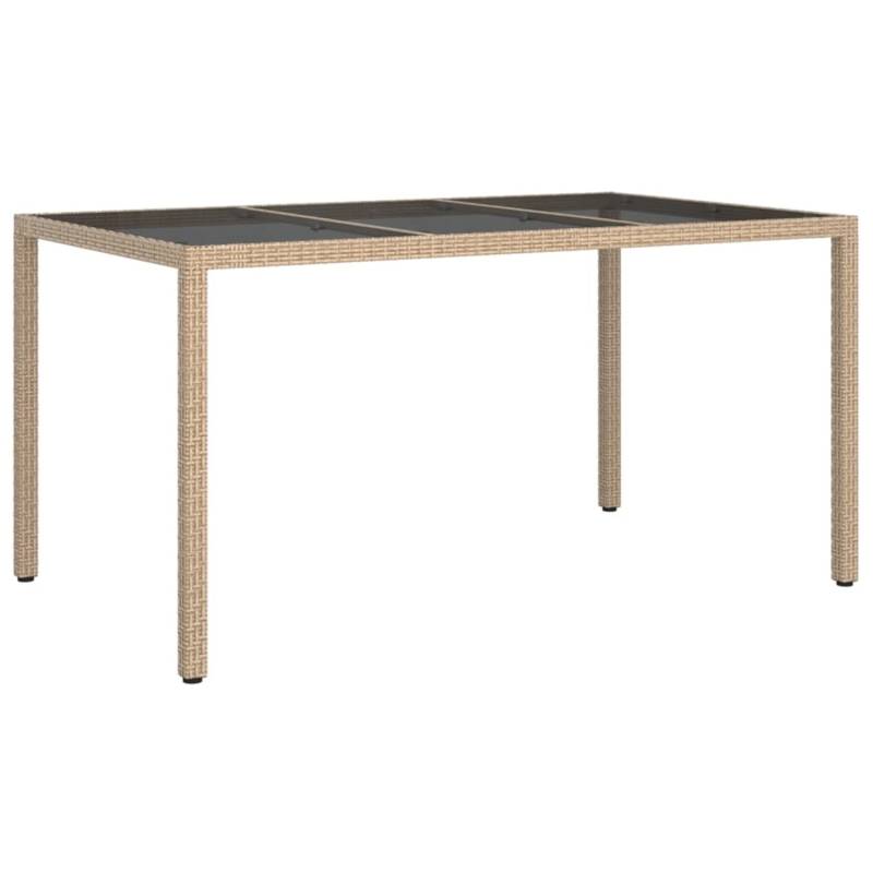 vidaXL Gartentisch 150x90x75 cm Gehärtetes Glas Poly Rattan Beige 316710 von VIDAXL