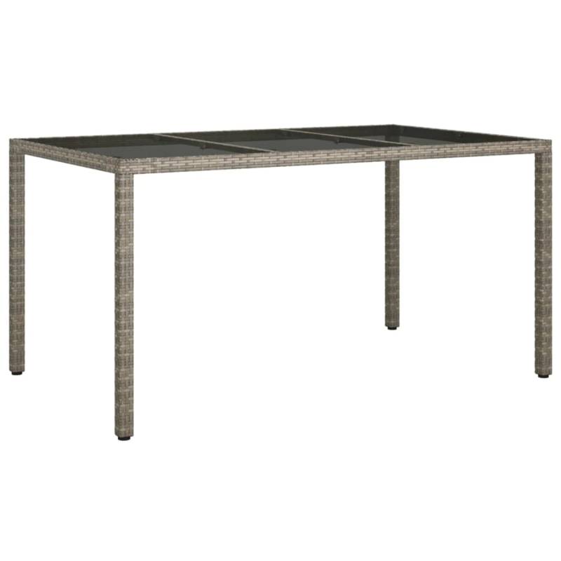 vidaXL Gartentisch 150x90x75 cm Hartglas und Poly Rattan Grau 316708 von VIDAXL