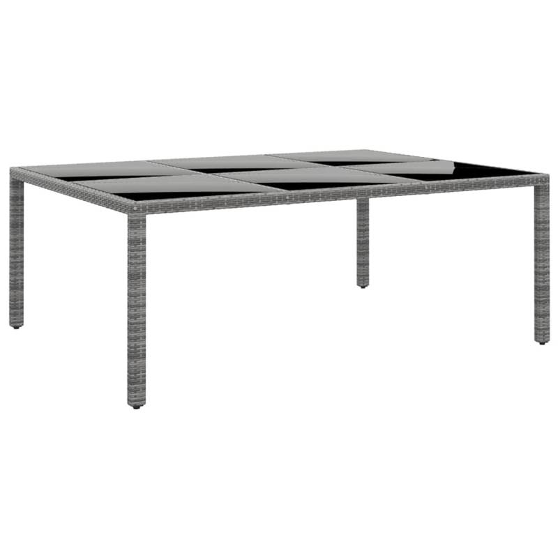 vidaXL Gartentisch 200x150x75 cm Hartglas und Poly Rattan Grau 310587 von VIDAXL