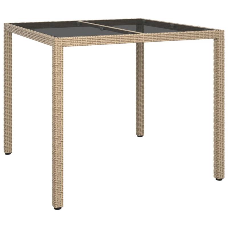 vidaXL Gartentisch 90x90x75 cm Gehärtetes Glas Poly Rattan Beige 316703 von VIDAXL