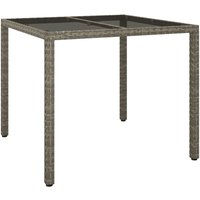 Gartentisch,Terrassentisch 90x90x75 cm Gehärtetes Glas Poly Rattan Grau vidaXL von BONNEVIE