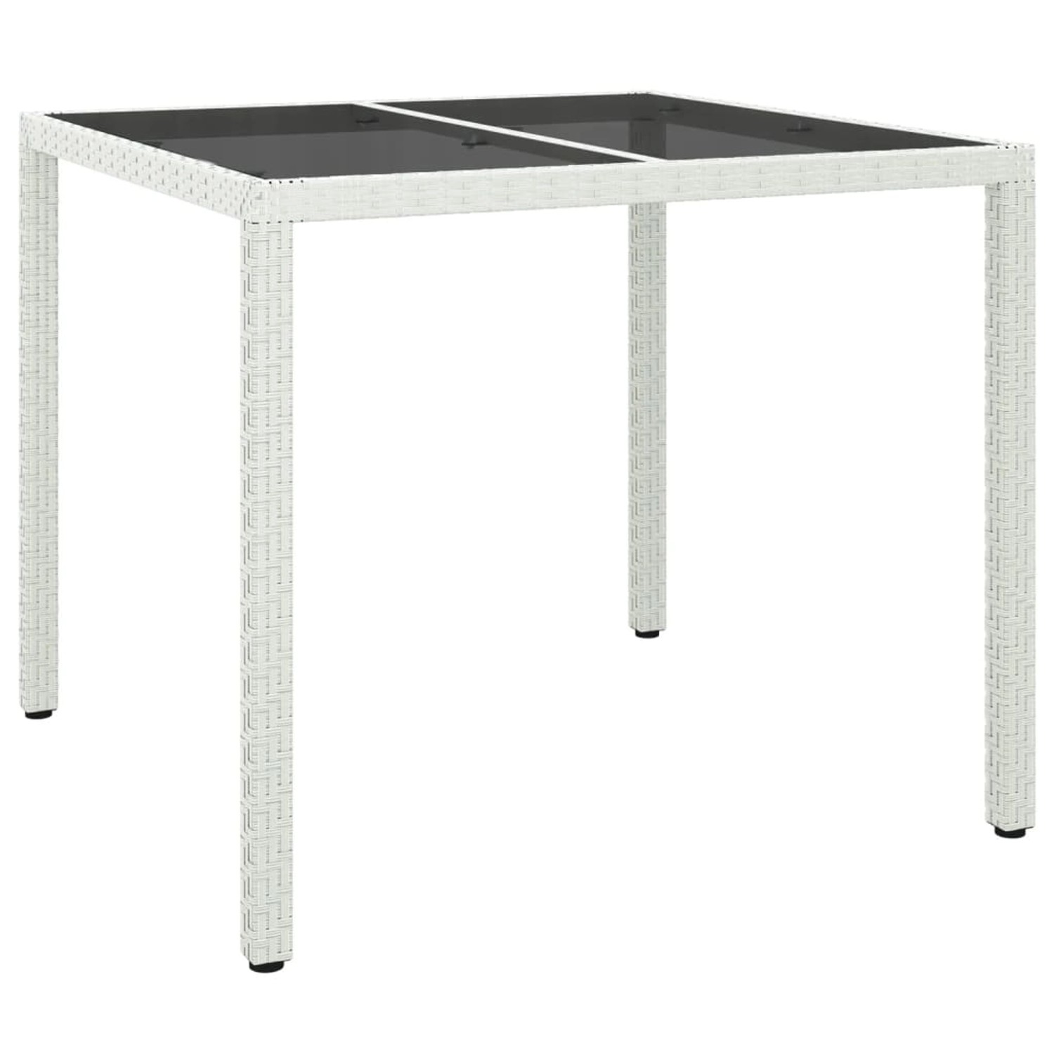 vidaXL Gartentisch 90x90x75 cm Gehärtetes Glas Poly Rattan Weiß 316702 vidaXL Gartentisch 90x90x75 cm Gehärtetes Glas Poly Rattan Weiß 316702 von VIDAXL