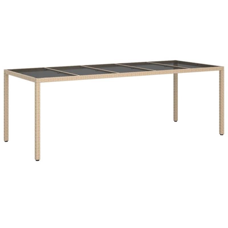 vidaXL Gartentisch Beige 250x100x75 cm Hartglas und Poly Rattan 316728 von VIDAXL