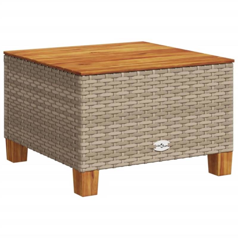 vidaXL Gartentisch Beige 55x55x36 cm Poly Rattan Akazienholz 365910 von VIDAXL